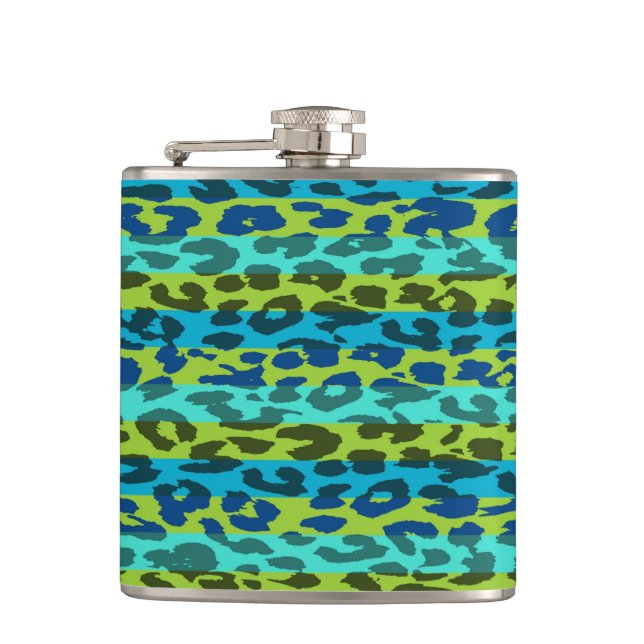 Leopard-Retro-Muster 4 Flachmann (Vorderseite)