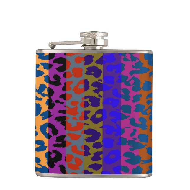 Leopard-Retro-Muster 5 Flachmann (Vorderseite)