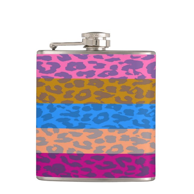 Leopard-Retro-Muster 8 Flachmann (Vorderseite)