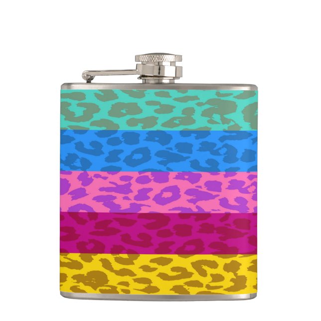 Leopard-Retro-Muster 9 Flachmann (Vorderseite)