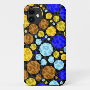Leopard Retro Polka Dots   Yellow Blue Aqua Case-Mate iPhone Hülle