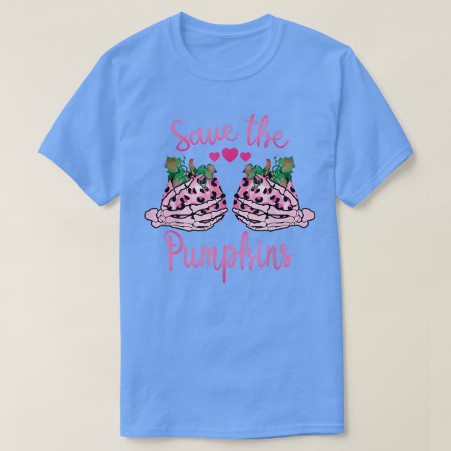 Leopard Rettete die Pumpkins Skeleton Hands Brust  T-Shirt (Design vorne)
