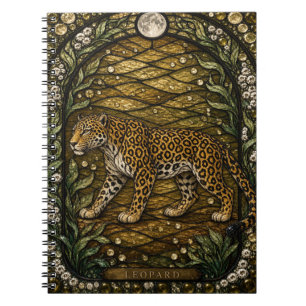 Leopard Rock Dickicht Illumina Buntglas Notizblock