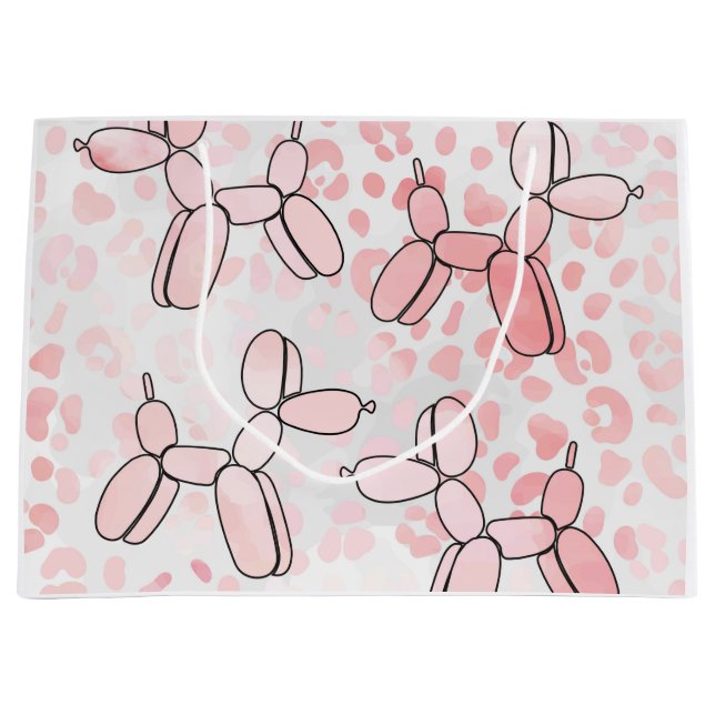 Leopard-Rosa-Ballon Große Geschenktüte (Vorderseite)