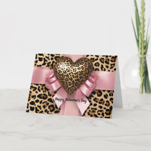 Leopard-Rosa-Band Valentinstag Herzkarte Karte