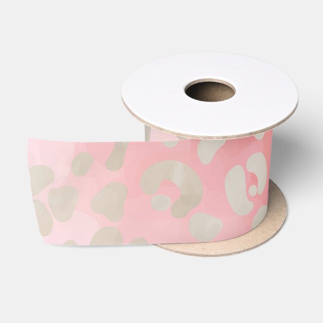 Leopard rosa satinband (Spule)