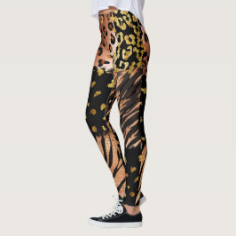Leopard Rose Gold abstraktes Muster in Schwarz Leggings