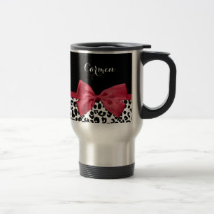 Leopard Roter Schleifen Name Reisebecher