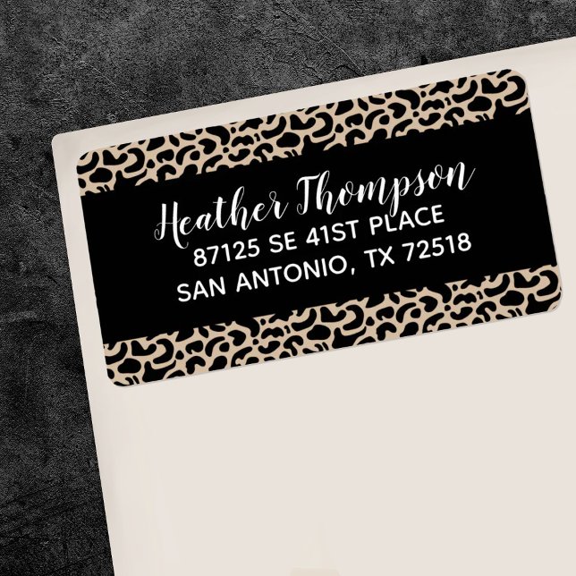 Leopard-Rücksendeadresse Adressaufkleber (An Elegant and chic leoprad pattern return address label. Personalize it with your information)