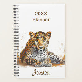Leopard Safari Tierportrait Personalisierter Name Planer