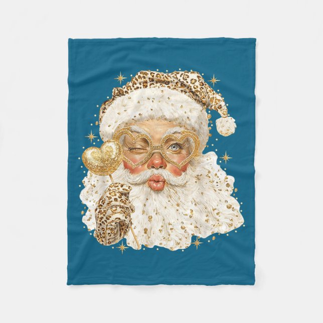 Leopard Santa Christmas Funny Gift For Women, Girl Fleecedecke (Vorderseite)