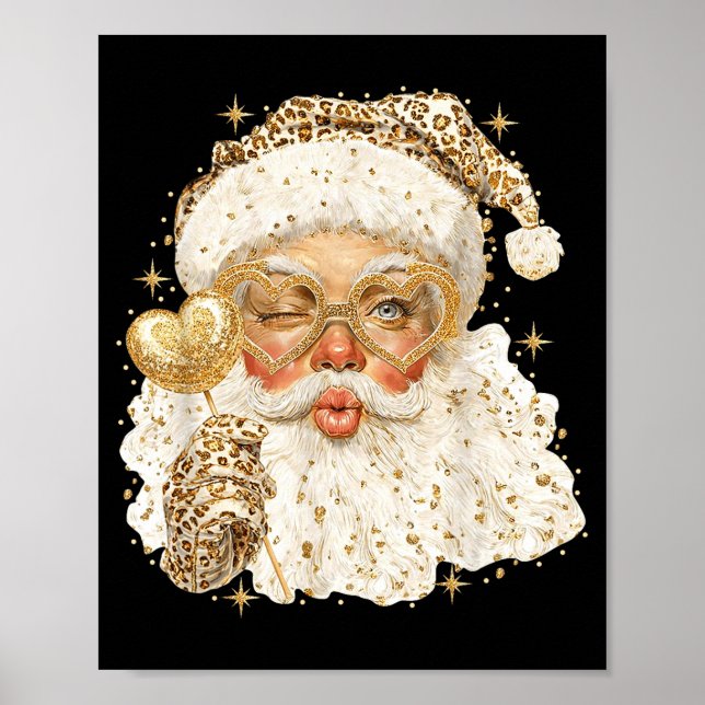 Leopard Santa Christmas Funny Gift For Women, Girl Poster (Vorne)