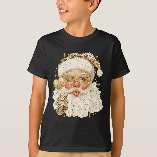 Leopard Santa Christmas Funny Gift For Women, Girl T-Shirt (Vorderseite)