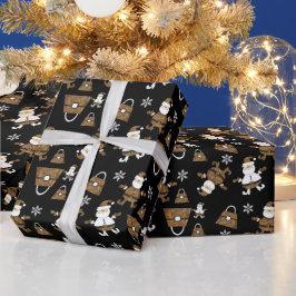 Leopard Santa Purples Muster auf schwarz Geschenkpapier