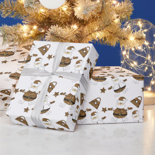 Leopard Santa Tasche Sternenmuster auf Weiß Geschenkpapier