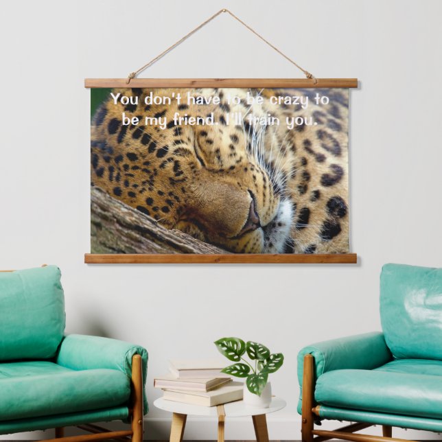 Leopard Schlafen Wandteppich Mit Holzrahmen (Wohnzimmer)