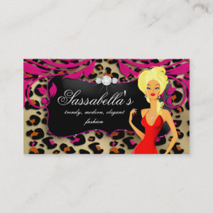 Leopard-Schmuck-Geschäfts-Karten-Rosa-Wirbel blon Visitenkarte