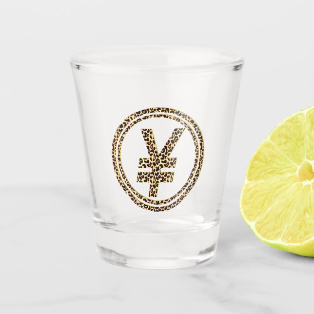 Leopard-¥ Schnapsglas (Vorderseite)