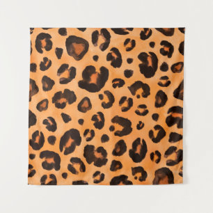 Leopard, schwarz gelb, orange braun, nahtloser Bac Wandteppich