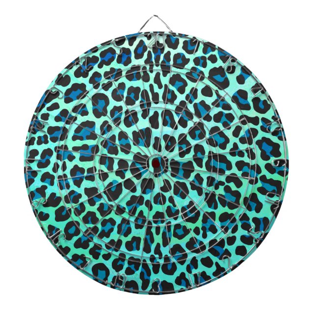 Leopard Schwarz und Aquamarin Dartscheibe (vorne)