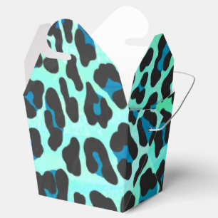 Leopard Schwarz und Aquamarin Geschenkschachtel