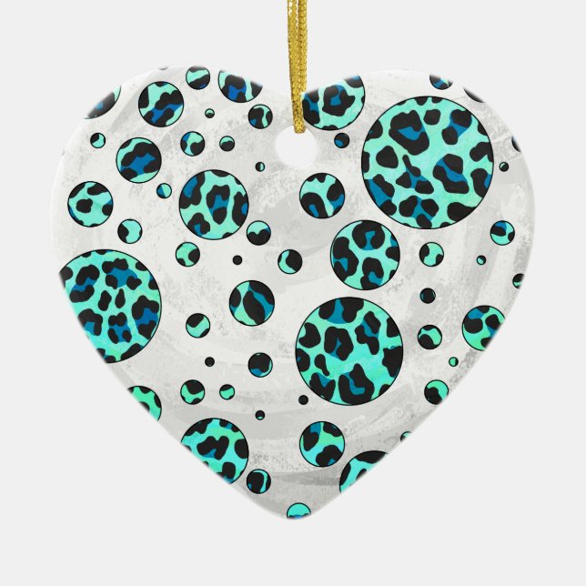 Leopard Schwarz und Aquamarin Keramikornament (Vorne)