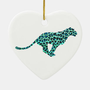 Leopard Schwarz und Aquamarin Keramikornament