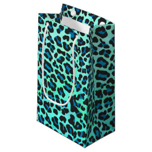 Leopard Schwarz und Aquamarin Kleine Geschenktüte