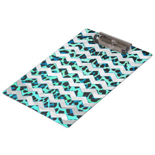Leopard Schwarz und Aquamarin Klemmbrett