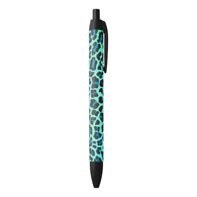 Leopard Schwarz und Aquamarin Kugelschreiber (Unterseite (Vertikal))