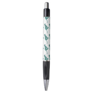 Leopard Schwarz und Aquamarin Kugelschreiber