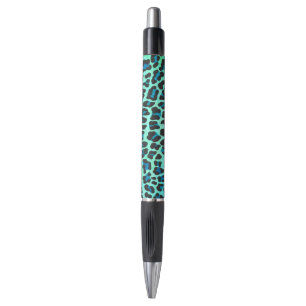 Leopard Schwarz und Aquamarin Kugelschreiber