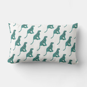 Leopard Schwarz und Aquamarin Lendenkissen