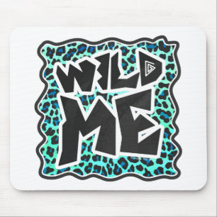 Leopard Schwarz und Aquamarin Mousepad