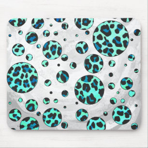 Leopard Schwarz und Aquamarin Mousepad