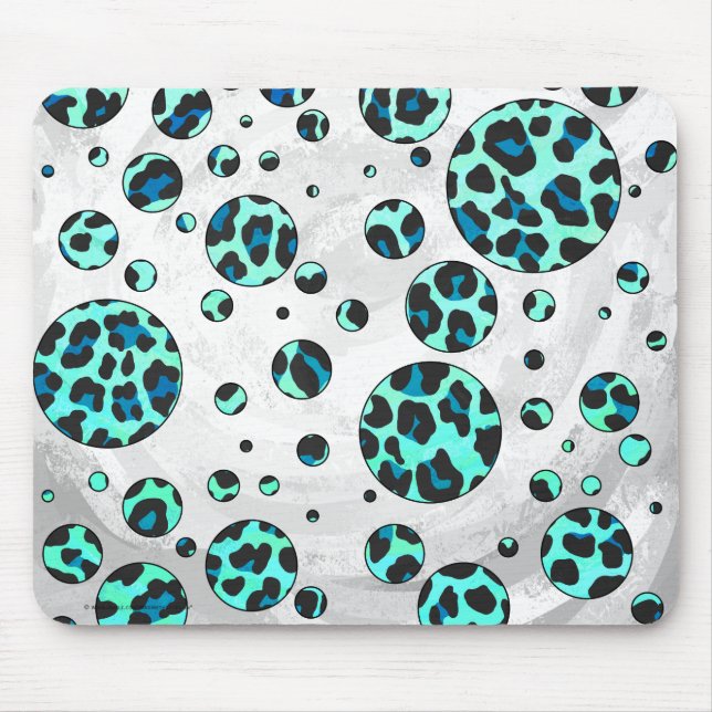 Leopard Schwarz und Aquamarin Mousepad (Vorne)