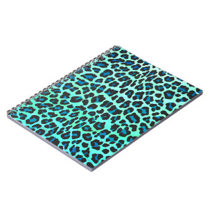 Leopard Schwarz und Aquamarin Notizblock
