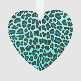 Leopard Schwarz und Aquamarin Ornament