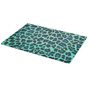 Leopard Schwarz und Aquamarin Schneidebrett