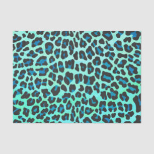 Leopard Schwarz und Aquamarin Seidenpapier