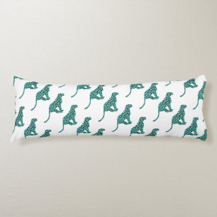 Leopard Schwarz und Aquamarin Seitenschläferkissen