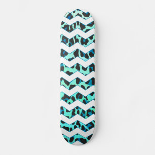 Leopard Schwarz und Aquamarin Skateboard