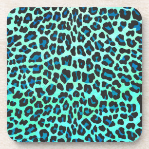 Leopard Schwarz und Aquamarin Untersetzer