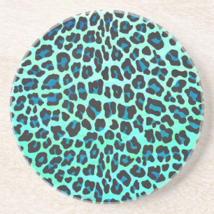 Leopard Schwarz und Aquamarin Untersetzer