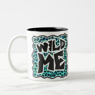 Leopard Schwarz und Aquamarin Zweifarbige Tasse