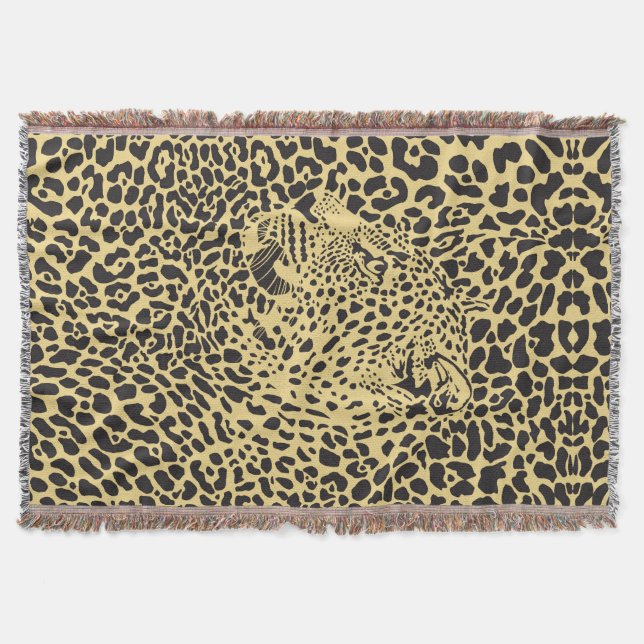 Leopard, schwarz und beige, in Scheiben verpackt Decke (Vorderseite)