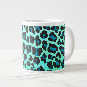 Leopard Schwarz- und Blaugrün-Druck Jumbo-Tasse