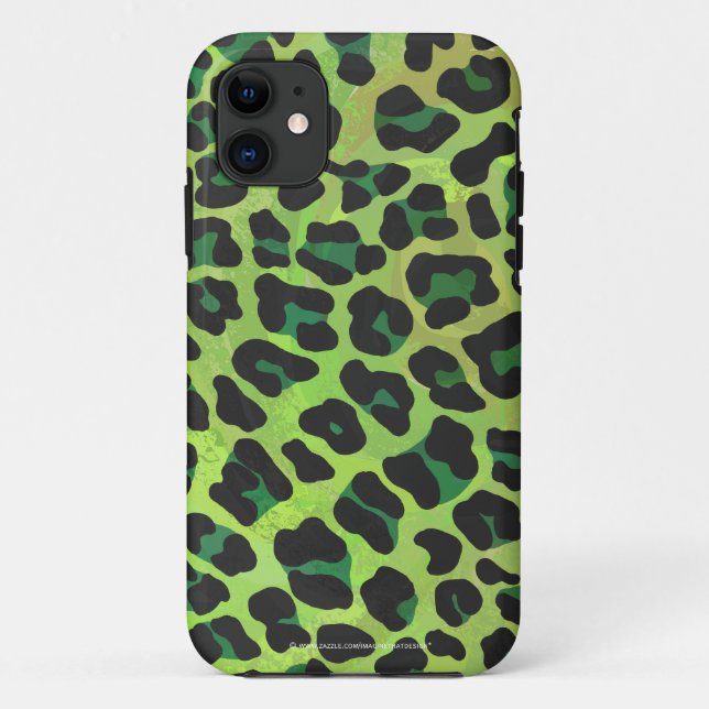 Leopard, Schwarz und Grün Case-Mate iPhone Hülle (Rückseite)