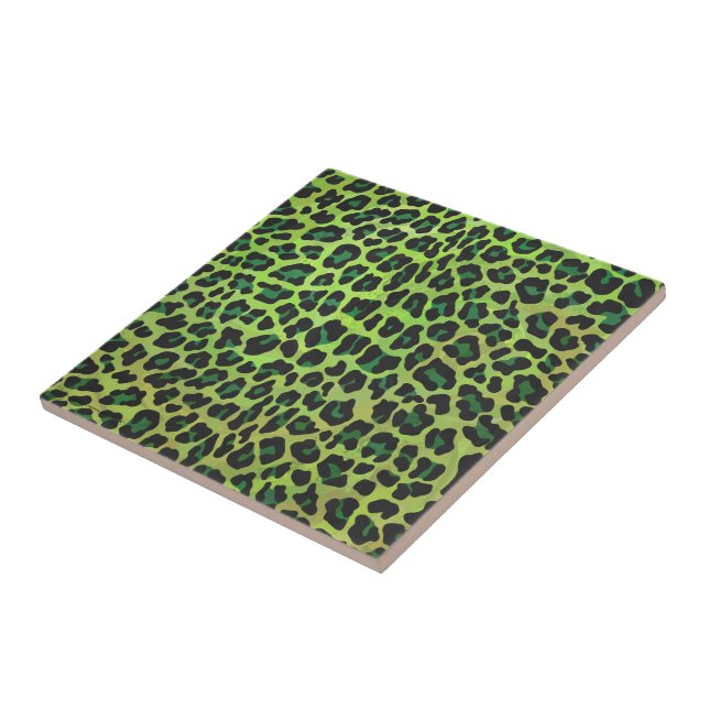 Leopard Schwarz- und Grün-Druck Fliese (Seite)