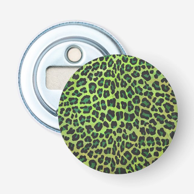 Leopard, Schwarz und Grün Flaschenöffner (Vorderseite)